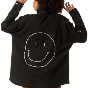 Elan Black Smiley Shirt Jacket Shacket